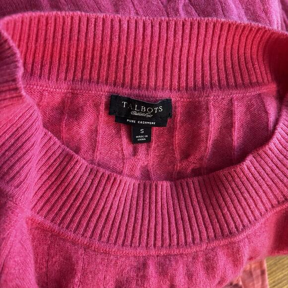 Talbots Cashmere Sweater Womens Size SMALL Pink Cable Knit Soft Preppy - Picture 5 of 5